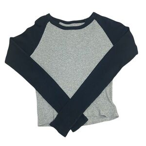 brandy melville - grey and navy blue top
